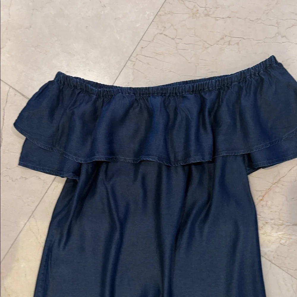 Halston Heritage Navy Ruffle Tube Top - Picture 3 of 11